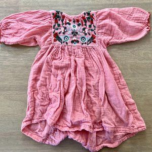 Pink Chicken Embroidered Dress